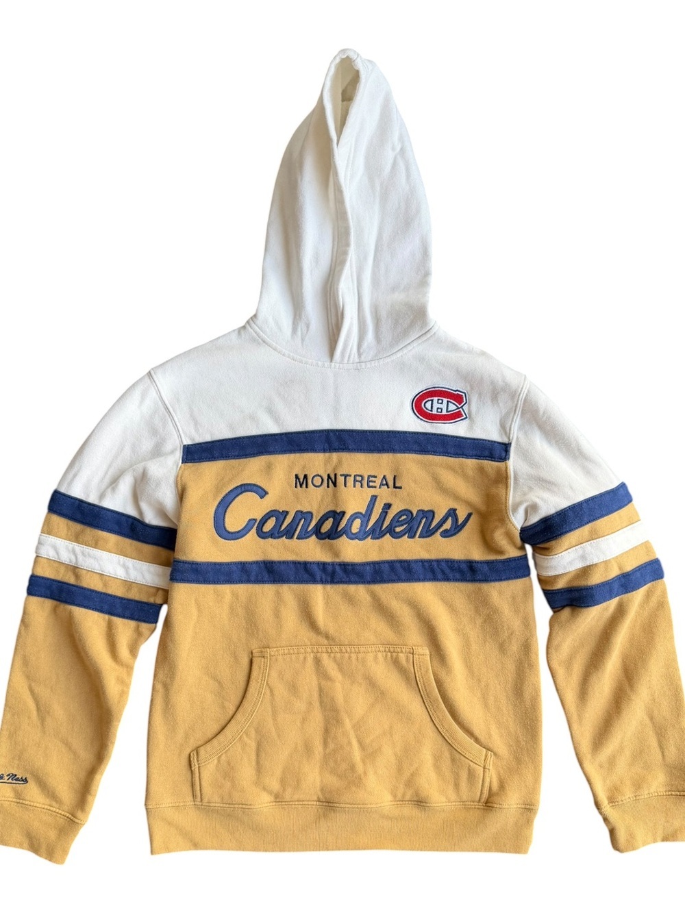 Montreal Canadiens Mitchell & Ness Italic Striped Hoodie Youth Size: L (14/16)